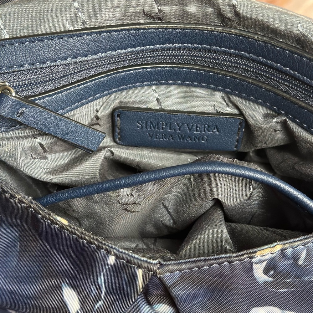 Simply Vera Wang Blue Floral Multi Pocket Bookbag - Picture 4 of 16